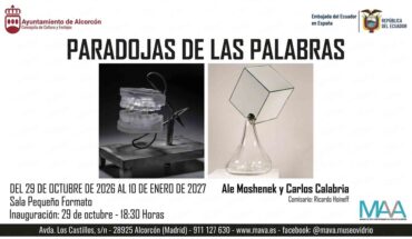 Cartel oficial de la exposicion paradojas de las palabras en Alcorcon"